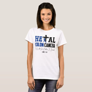 Colon Cancer Christian Luke 1:37 Dark Blue Ribbon T-Shirt