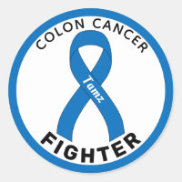  Colon Cancer Fighter Ribbon White Round Sticker