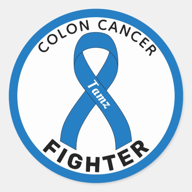  Colon Cancer Fighter Ribbon White Round Sticker (Front)