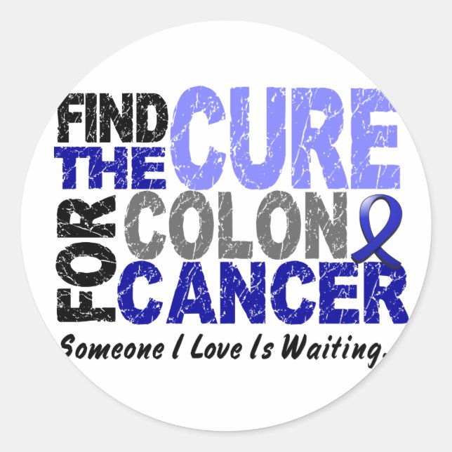 Colon Cancer FIND THE CURE 1 Classic Round Sticker (Front)