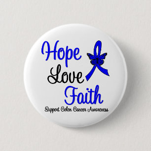 Colon Cancer Hope Love Faith Ribbon 2 Inch Round Button