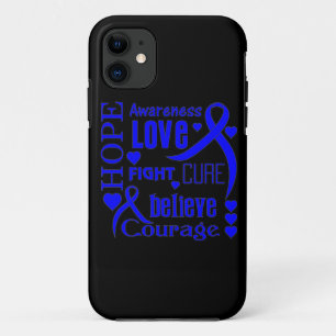 Colon Cancer Hope Words Collage iPhone 11 Case