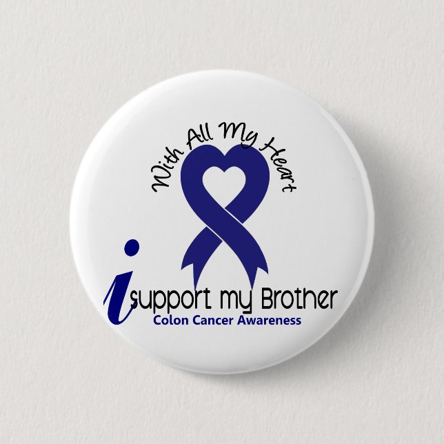 Colon Cancer I Support My Brother 2 Inch Round Button (Front)