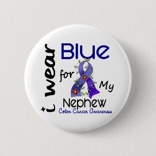 Colon Cancer I Wear Blue For My Nephew 43 2 Inch Round Button