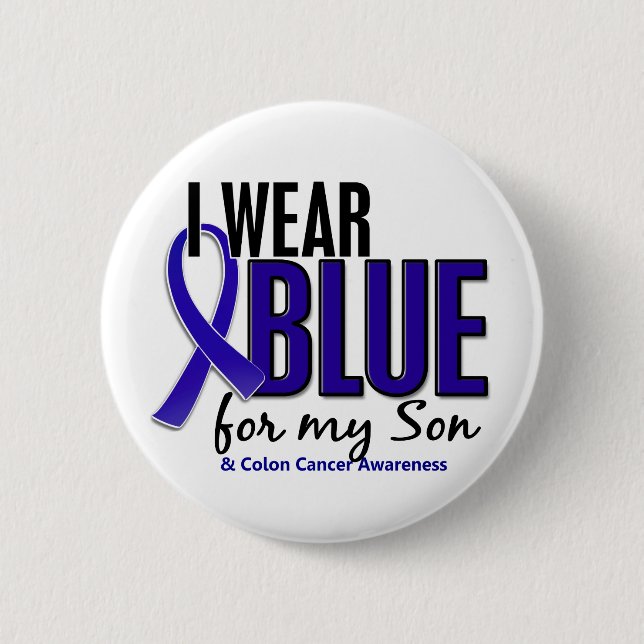 Colon Cancer I Wear Blue For My Son 10 2 Inch Round Button (Front)