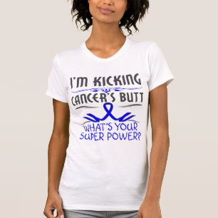 Colon Cancer Kicking Cancer Butt Super Power T-Shirt