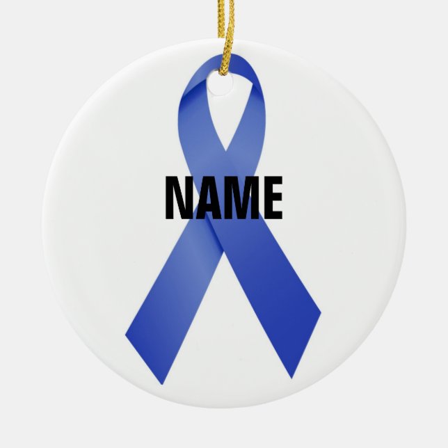 Colon Cancer Memorial Ribbon Ceramic Ornament (Front)