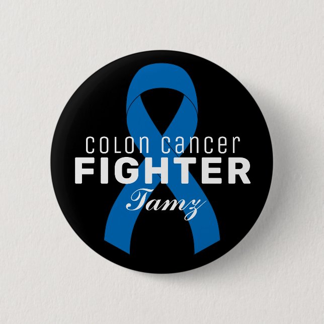 Colon Cancer Ribbon Black Button (Front)