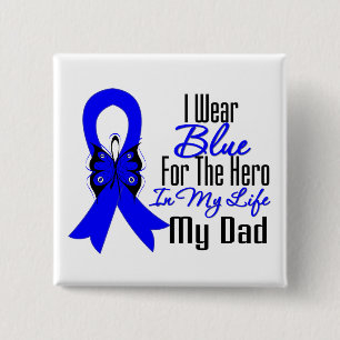 Colon Cancer Ribbon Hero My Dad 2 Inch Square Button