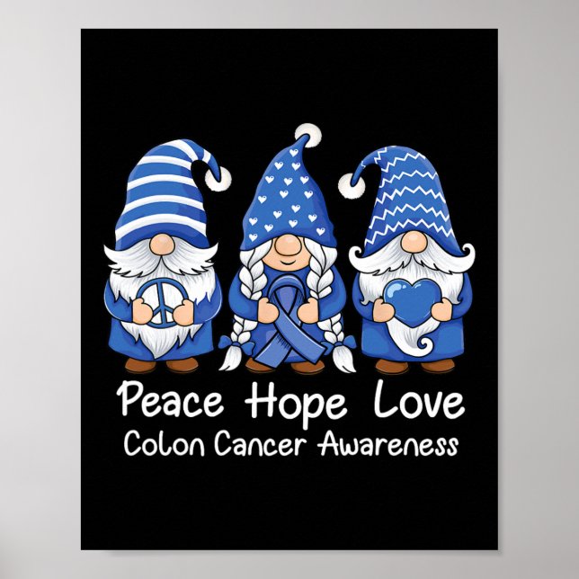Colon Cancer Support Gnomes With Ribbon Colourecta Poster (Front)