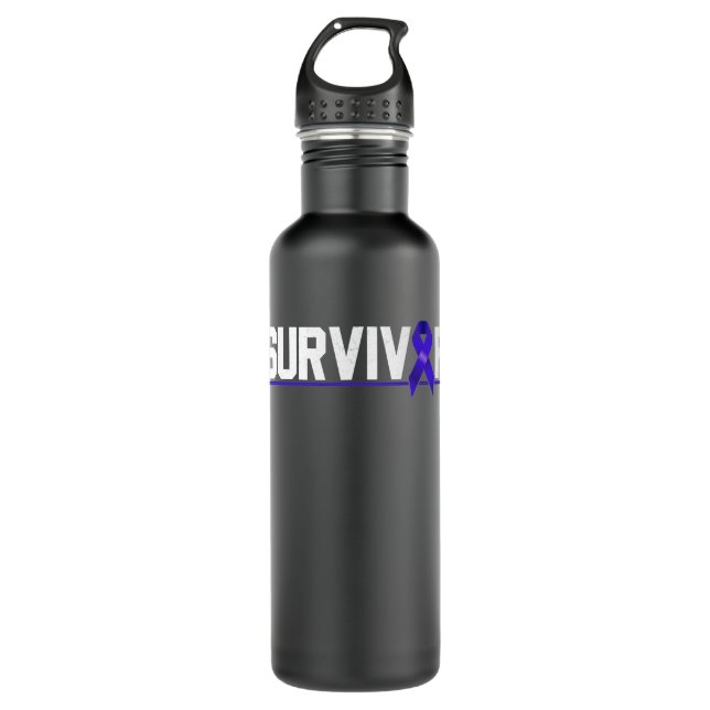 Colon Cancer Survivor Awareness Colonoscopy Blue 710 Ml Water Bottle (Front)
