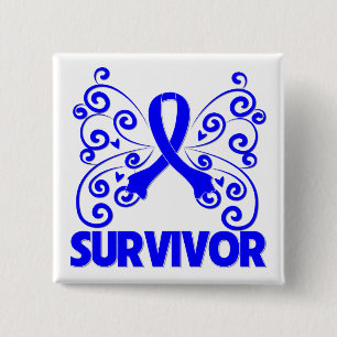 Colon Cancer Survivor Butterfly 2 Inch Square Button