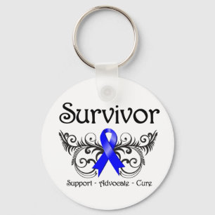Colon Cancer Survivor Floral Deco Keychain