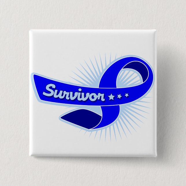 Colon Cancer Survivor Ribbon 2 Inch Square Button (Front)