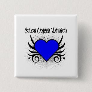Colon Cancer Warrior Heart 2 Inch Square Button