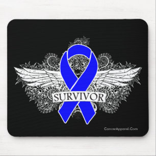 Colon Cancer Winged SURVIVOR Ribbon Mouse Pad