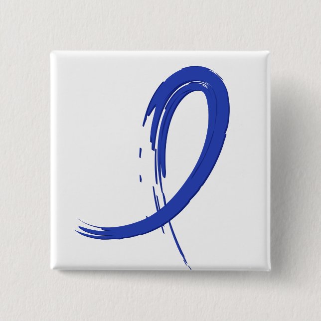 Colon Cancer's Blue Ribbon A4 2 Inch Square Button (Front)