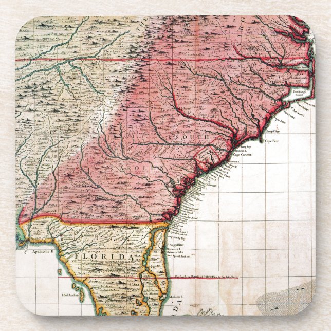 COLONIAL AMERICA MAP, 1733 COASTER (Front)