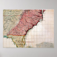 COLONIAL AMERICA MAP, 1733