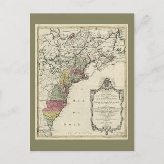Colonial America Map by Matthaus Lotter (1776) Postcard