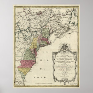 Colonial America Map by Matthaus Lotter (1776) Poster