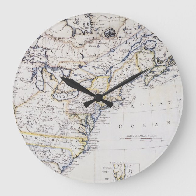 COLONIAL AMERICA: MAP, c1770 Large Clock (Front)