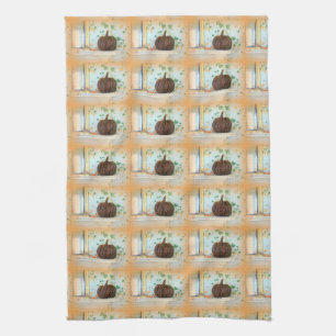 colonial basket pumpkin kitchen towel