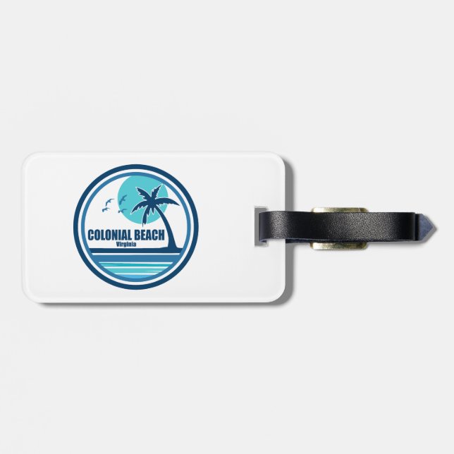 Colonial Beach Virginia Palm Tree Birds Luggage Tag (Back Horizontal)