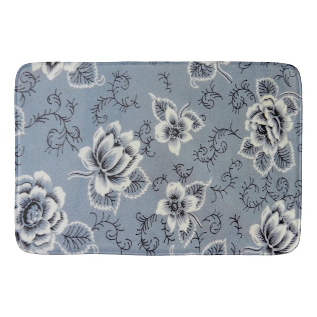 Colonial Blue Flower Pattern | Bath Mat (Front)