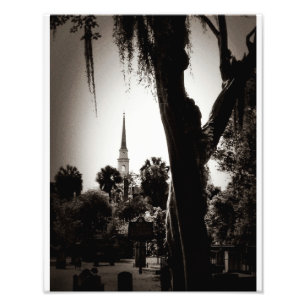 Colonial Cemetery, Savannah (Black And White) Photo Print