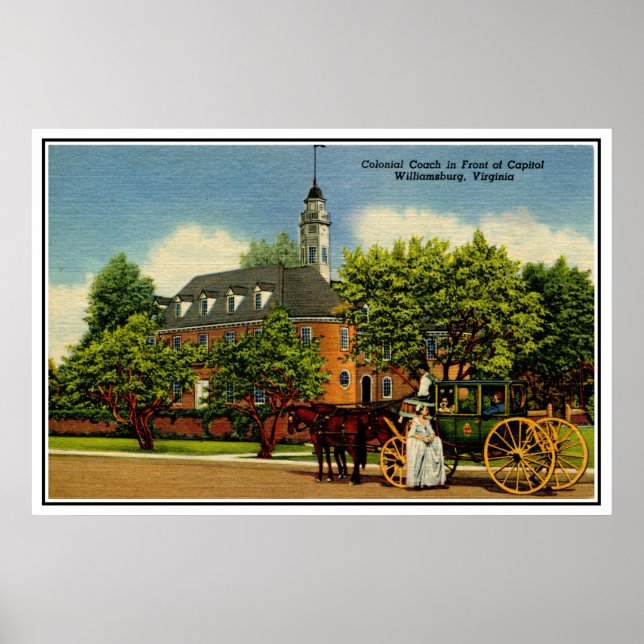 Colonial coach in front of capitol Williamsburg VA Poster (Front)