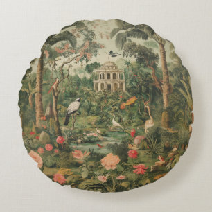 Colonial Garden Safari Daydream Round Pillow