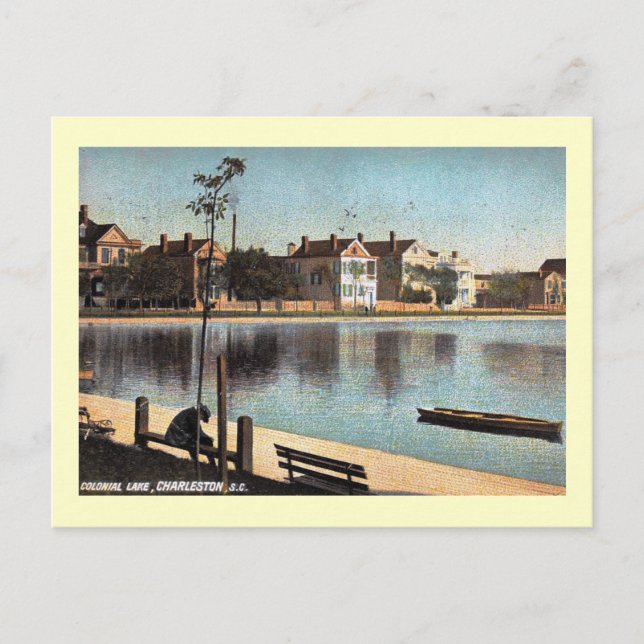 Colonial Lake, Charleston, South Carolina Vintage Postcard (Front)