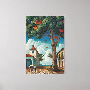 Colonial Plaza With Seaview Canvas Print