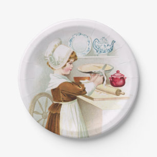 Colonial Sweetheart Making a Pie Picnic Plate