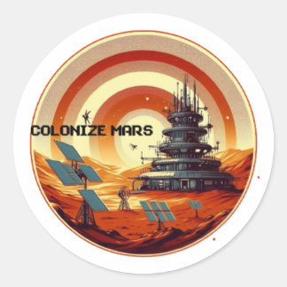 COLONIZE MARS CLASSIC ROUND STICKER