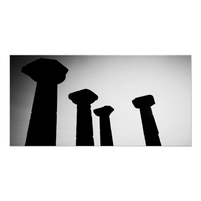 Colonnes anciennes en noir et blanc Poster de la p (Devant)