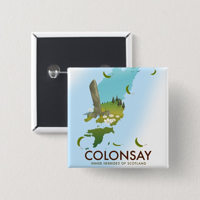 Colonsay Inner Hebrides of Scotland travel poster 2 Inch Square Button (Front & Back)