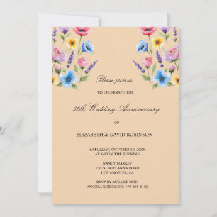 Color 50th anniversary wedding anniversary invitation
