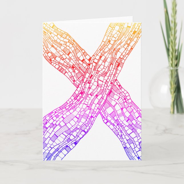 Color Abstract Rectangle Shapes Pen Art Card (Front)