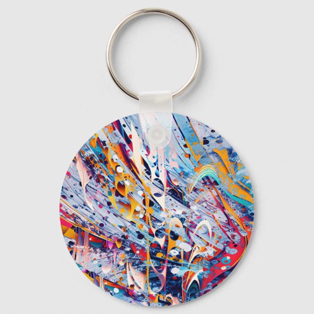 Color Abstract Splatters Keychain (Front)