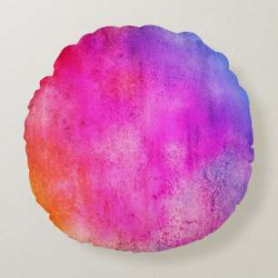 Color background. Grunge red blue and yellow paint Round Pillow