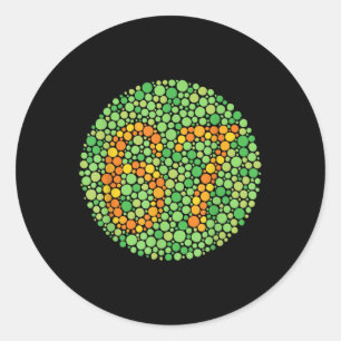 Color Blind Test 67 Six Seven Polka Dot Teacher Nu Classic Round Sticker