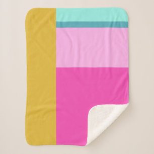 Color Block Art Geometric Shapes Bright Turquoise Sherpa Blanket