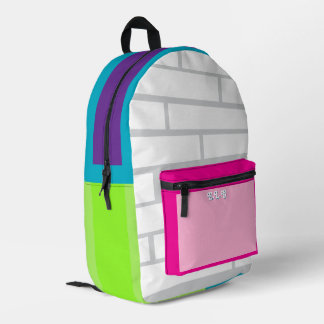 Color block Brick Pattern Colorful Back to School Printed Backpack