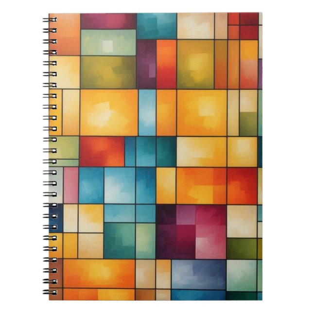 Color Block Grid Abstract Art Notebook (Front)