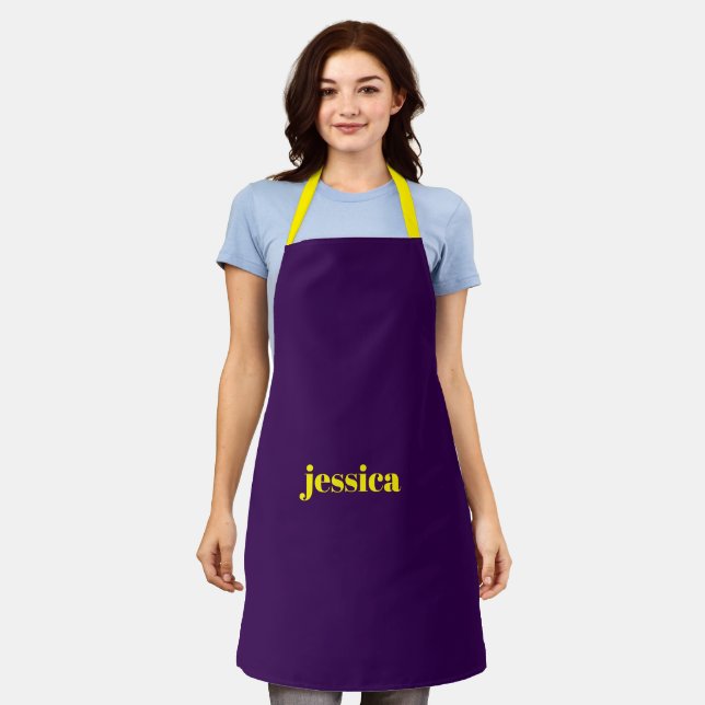 Color block minimalist custom name  apron (Worn)