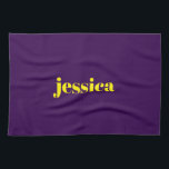 Color block minimalist custom name  kitchen towel<br><div class="desc">Add your name on this minimalist color block design on purple background.</div>