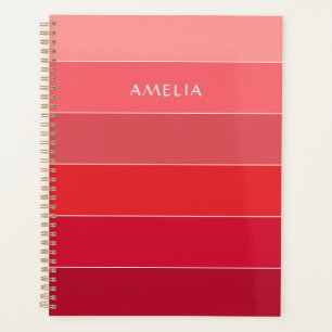 Color Block Name Red Pink Stripes Planner
