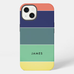Color Block Name Retro Stripes Blue Green Pink iPhone 13 Case